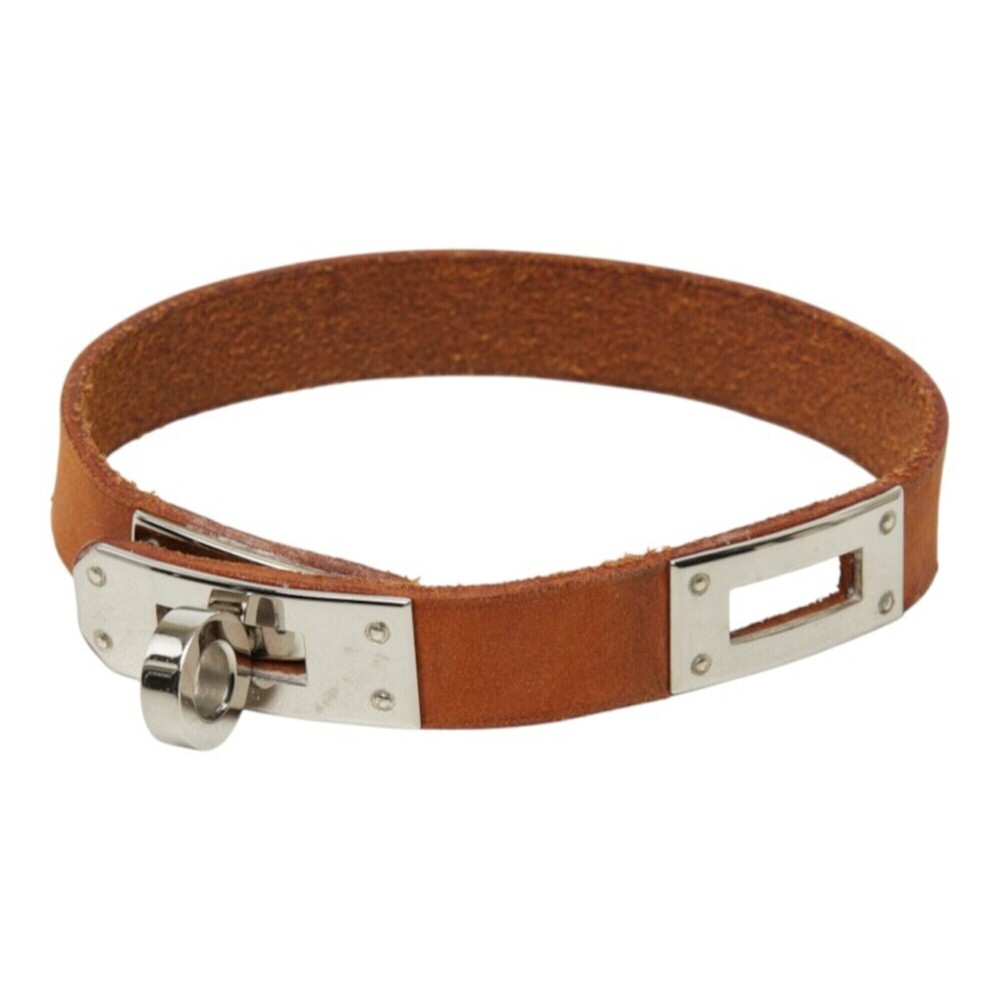Hermes Kelly Double Tour Bracelet, Brown, Silver Hardware, Leather, Metal, Wo...
